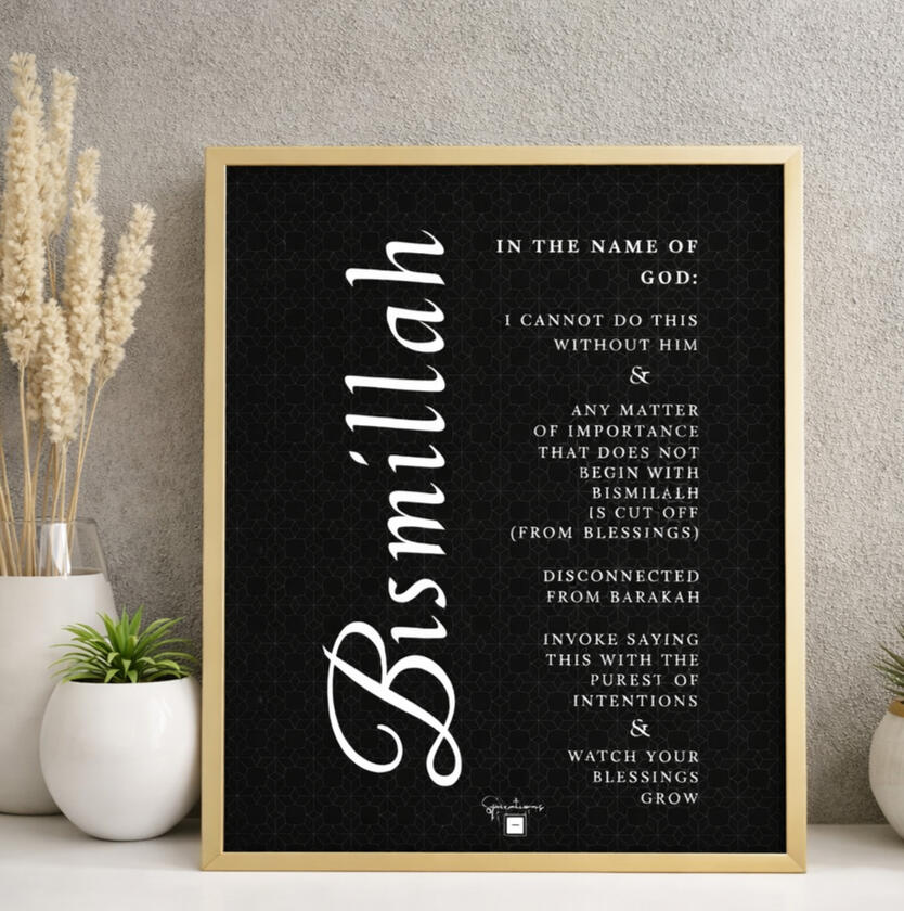 Bismillah minimalist wall art Modern Muslim Decor Digital Download Islamic Wall Art Printable Black White Design Arabic Calligraphy Pattern Minimalist Home Office Decoration Letter Size Print Instant Access Religious Artwork Beautiful Allah Quote Digital Collection